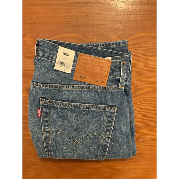 Levi's Jeans Premium 501 Straight Fit Selvedge Button Fly Blue 34X32 NWT - Picture 12 of 13